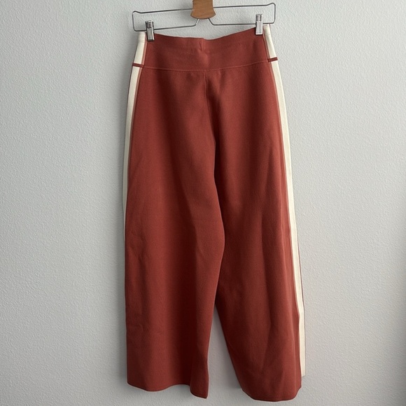 Veronica Beard Roland Striped Stretch-knit Culottes In Terracotta - Picture 3 of 5